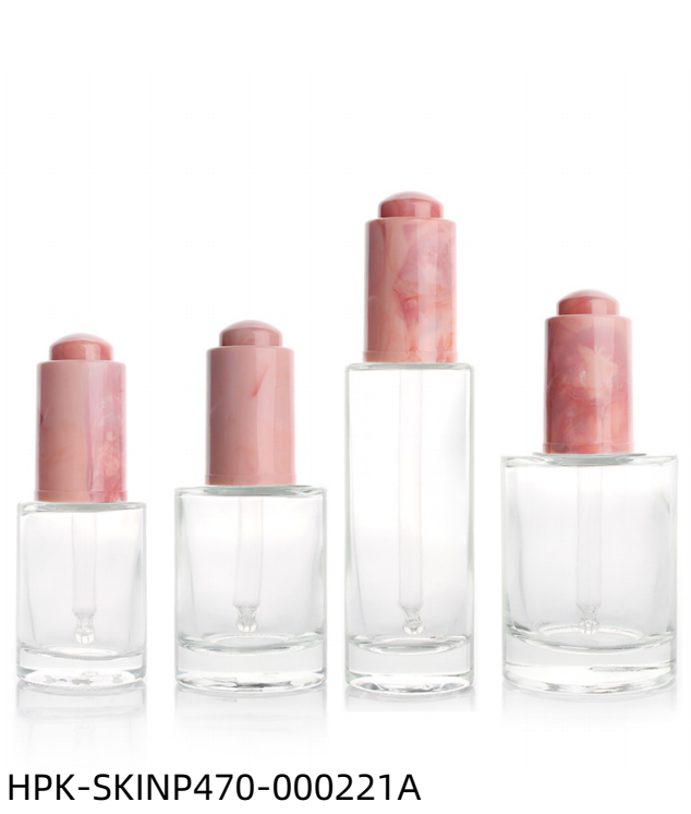 Glass Bottle with Pink Push-button Pipette Cap-  Marble Finish 18 Neck